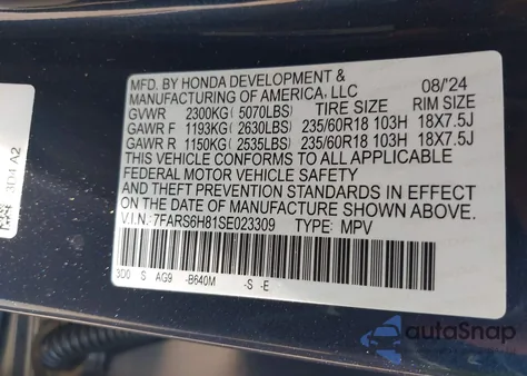 2025 Honda Cr-V Hybrid Sport-L from USA, damaged, VIN 7FARS6H81SE023309